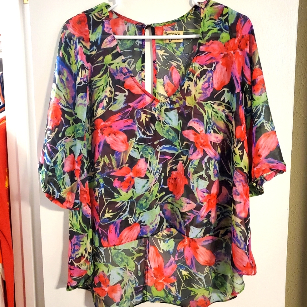 Show Me Your Mumu High Low Sheer Blouse